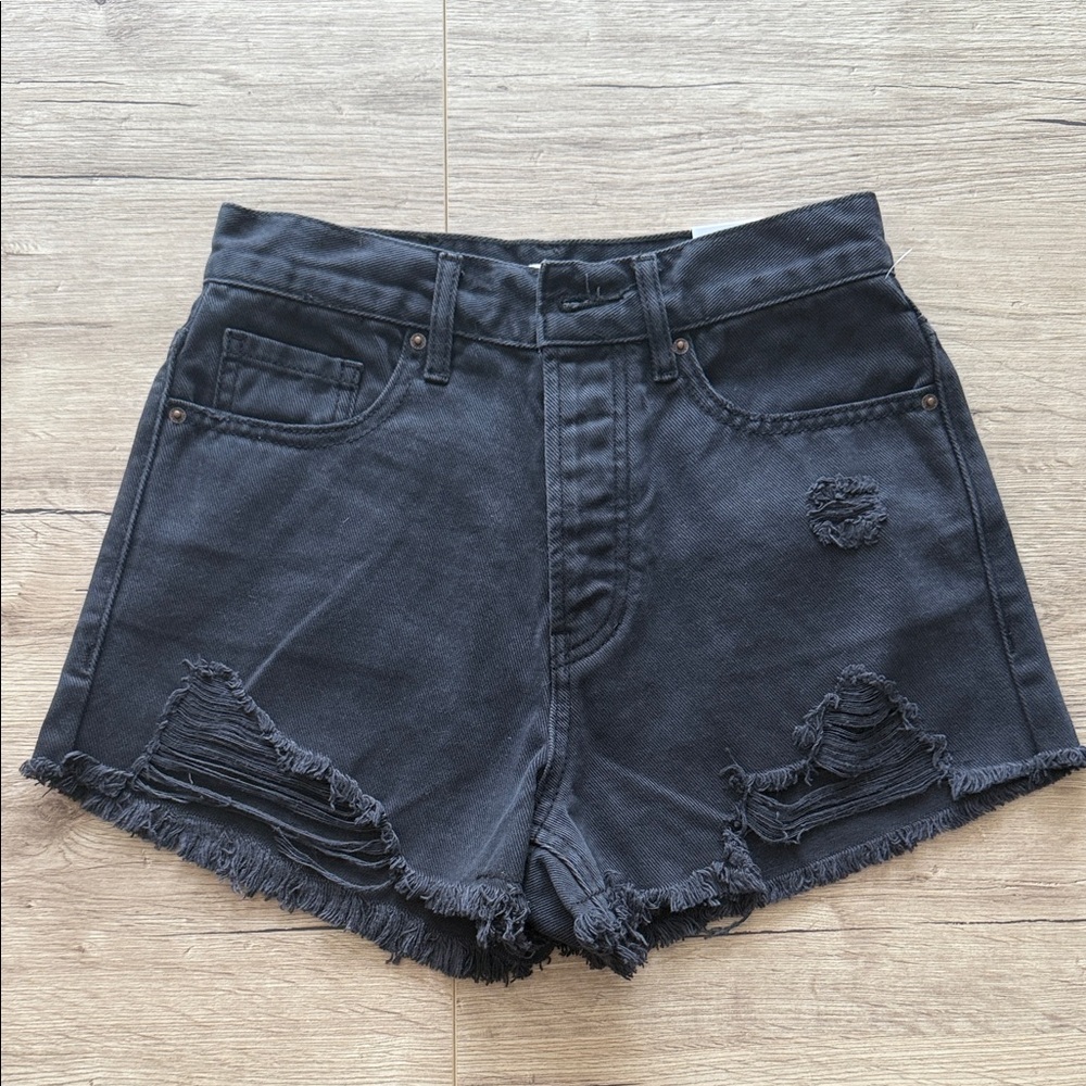 PacSun Charcoal Frayed Jean Shorts